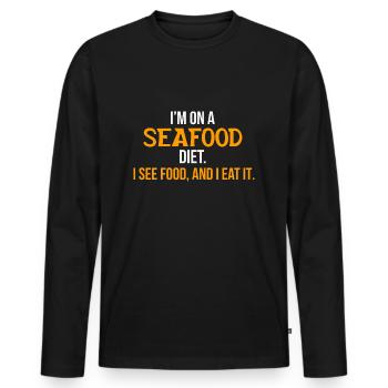 Seafood Diet - Men's Premium Organic Long Sleeve Shirt - black - Front - Nico (187cm)