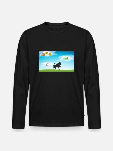 Börsenbulle im Börsenparadies - Männer Premium Bio Langarmshirt - Schwarz