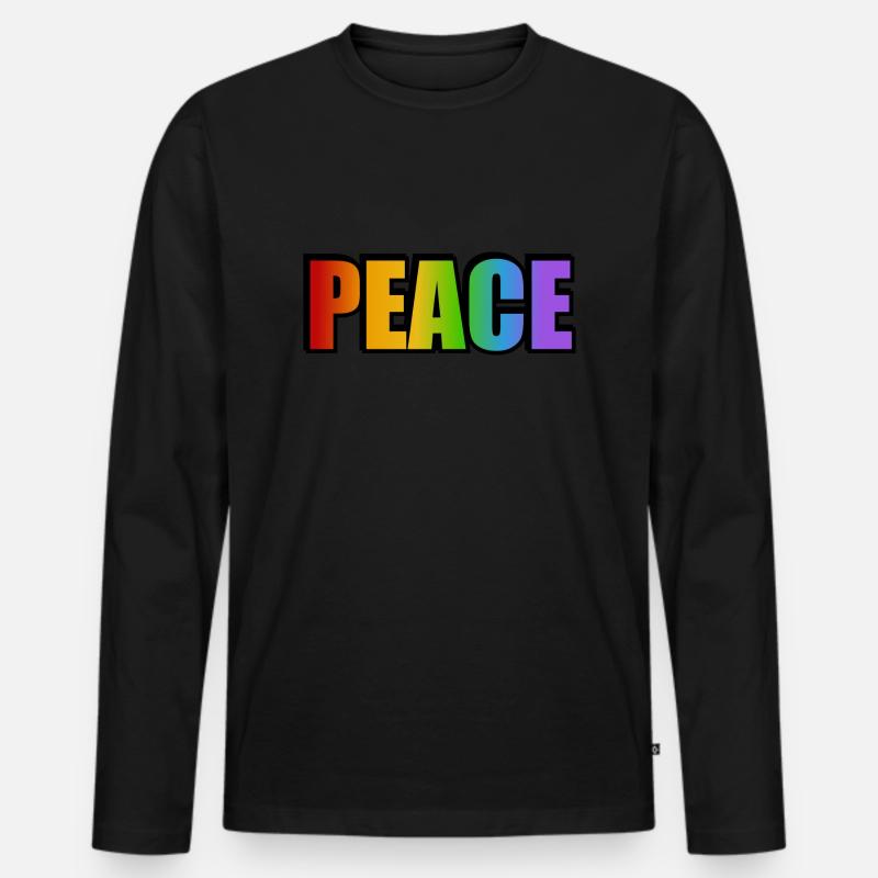 Friedens-Regenbogen - Männer Premium Bio Langarmshirt - Schwarz