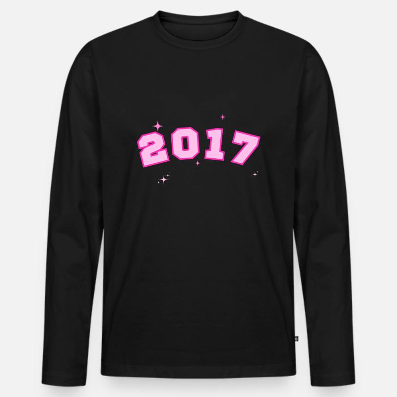 2017 Rosa Stern - Männer Premium Bio Langarmshirt - Schwarz