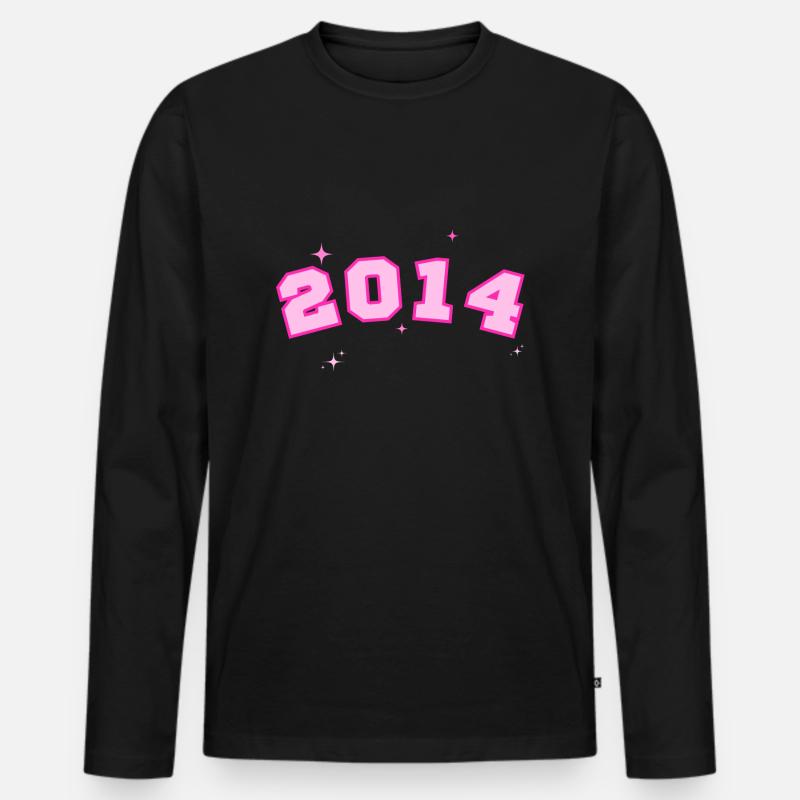 2014 Stern Rosa - Männer Premium Bio Langarmshirt - Schwarz