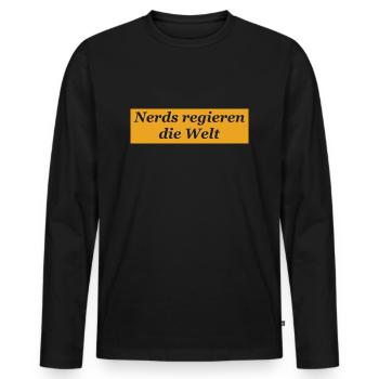 Nerds regieren schwarze Schrift - Männer Premium Bio Langarmshirt - Schwarz - Vorne - Nico (187cm)