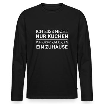 Ich esse nicht nur Kuchen - Süßes naschen Humor - Männer Premium Bio Langarmshirt - Schwarz - Vorne - Nico (187cm)
