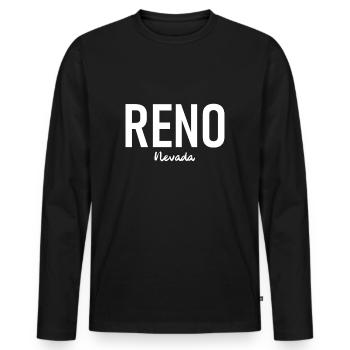 Reno - Nevada - USA - United States of America - Men's Premium Organic Long Sleeve Shirt - black - Front - Nico (187cm)