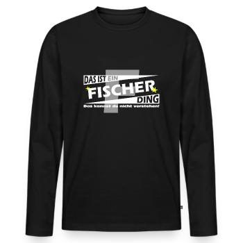 Fischer Ding - Männer Premium Bio Langarmshirt - Schwarz - Vorne - Nico (187cm)