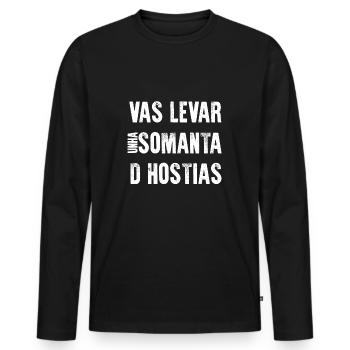 Vous allez levar unha somanta d hôtes blanc - T-shirt manches longues Premium bio Homme - noir - Devant - Nico (187cm)