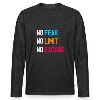 NO Limit - Männer Premium Bio Langarmshirt - Anthrazit meliert - Vorne - Nico (187cm)