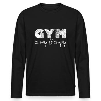 Gym Fitness Bodybuilding Gym is my therapy - Men's Premium Organic Long Sleeve Shirt - black - Front - Nico (187cm)