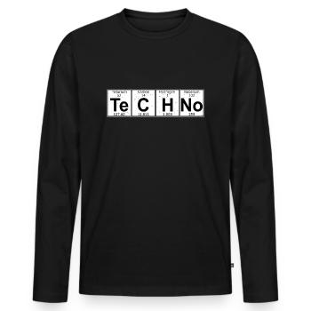 Techno - Chemische Elemente Raver - Männer Premium Bio Langarmshirt - Schwarz - Vorne - Nico (187cm)