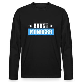 Event Manager blue tshirt schwarz - Männer Premium Bio Langarmshirt - Schwarz - Vorne - Nico (187cm)