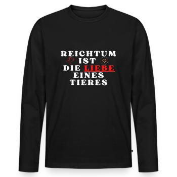 Ein Herz für Tiere Tierliebe - Männer Premium Bio Langarmshirt - Schwarz - Vorne - Nico (187cm)