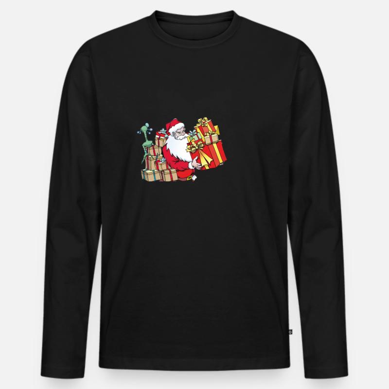 Weihnachtsmann - Männer Premium Bio Langarmshirt - Schwarz
