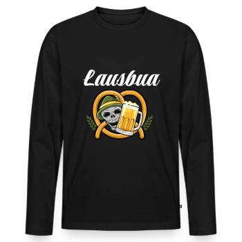 Lausbua Lederhosen - Männer Premium Bio Langarmshirt - Schwarz - Vorne - Nico (187cm)