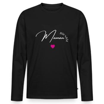 Bientôt maman - T-shirt manches longues Premium bio Homme - noir - Devant - Nico (187cm)