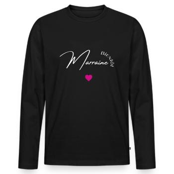 bientôt marraine - T-shirt manches longues Premium bio Homme - noir - Devant - Nico (187cm)