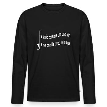 Je suis comme un bon vin je me bonifie - T-shirt manches longues Premium bio Homme - noir - Devant - Nico (187cm)