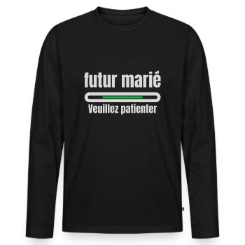 futur marié veuillez patienter design humour homme - T-shirt manches longues Premium bio Homme - noir - Devant - Nico (187cm)