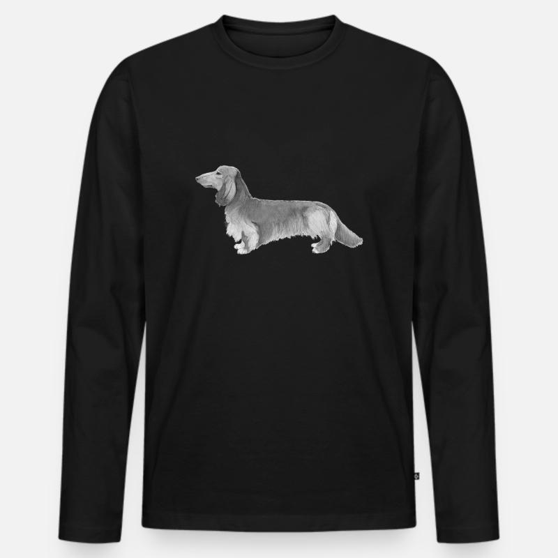 Dackel - Dackel Langhaar - Männer Premium Bio Langarmshirt - Schwarz