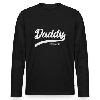 Papa depuis 2023 - T-shirt papa stylé - T-shirt manches longues Premium bio Homme - noir - Devant - Nico (187cm)