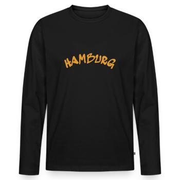 Hambourg - Ville hanséatique - Allemagne - Allemagne - T-shirt manches longues Premium bio Homme - noir - Devant - Nico (187cm)