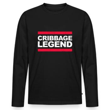 Cribbage Legend – cadeau humoristique - T-shirt manches longues Premium bio Homme - noir - Devant - Nico (187cm)