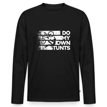 I Do My Own Stunts - Funny Clumsy Gift - Men's Premium Organic Long Sleeve Shirt - black - Front - Nico (187cm)