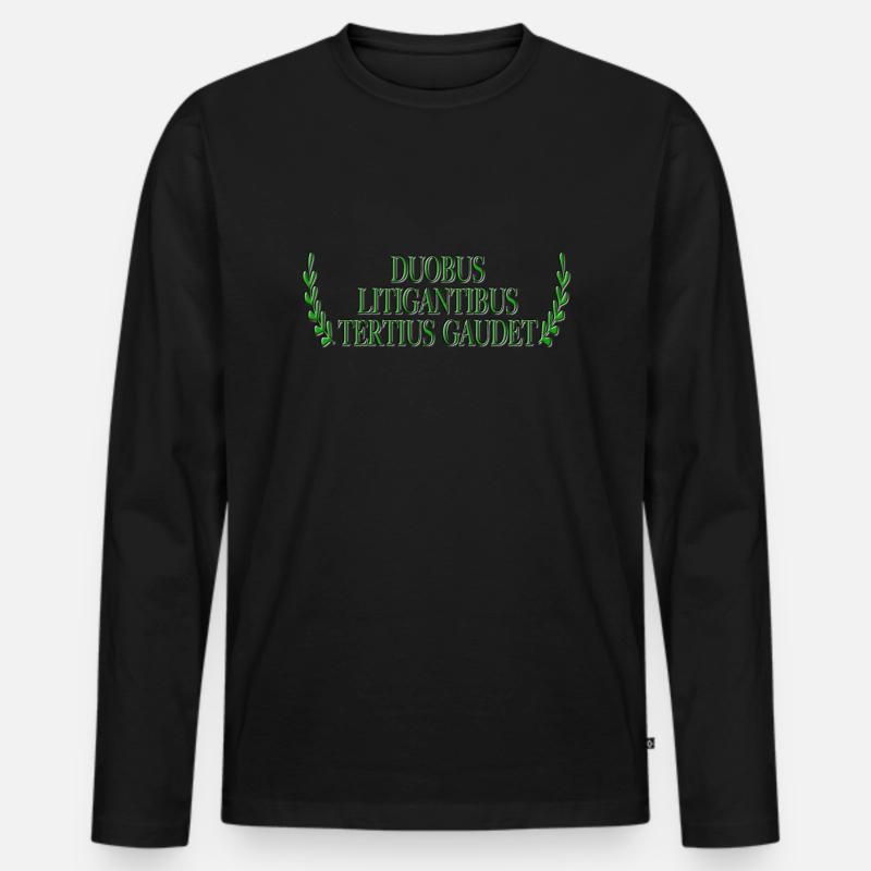 Duobus Litigantibus Tertius Gaudet - Männer Premium Bio Langarmshirt - Schwarz