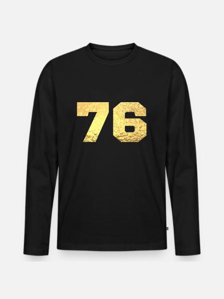76 Gold Glitter - 76th Anniversary - Men's Premium Organic Long Sleeve Shirt - black