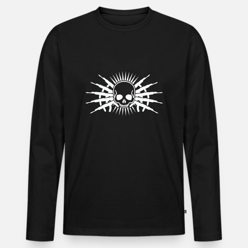 skull guns - Männer Premium Bio Langarmshirt - Schwarz