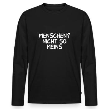 Menschen? Nicht so meins. - Männer Premium Bio Langarmshirt - Schwarz - Vorne - Nico (187cm)