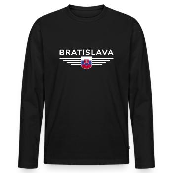 Bratislava, Slovaquie Style Design T-Shirt - T-shirt manches longues Premium bio Homme - noir - Devant - Nico (187cm)