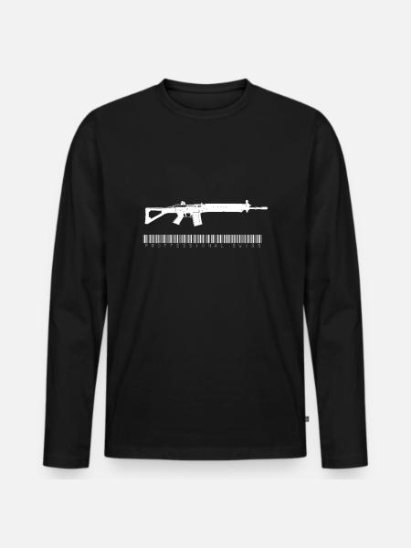 Professional Swiss - Männer Premium Bio Langarmshirt - Schwarz