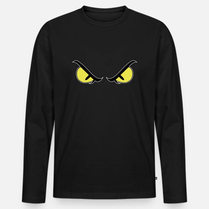 Böse Augen - Männer Premium Bio Langarmshirt - Schwarz