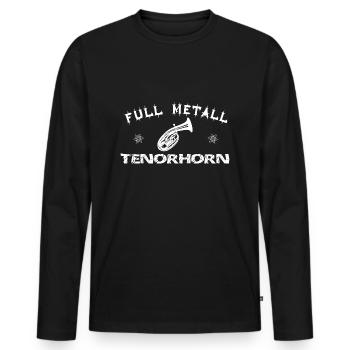 full-metall-tenorhorn - Männer Premium Bio Langarmshirt - Schwarz - Vorne - Nico (187cm)