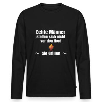 Echte Männer Grillen - Männer Premium Bio Langarmshirt - Schwarz - Vorne - Nico (187cm)