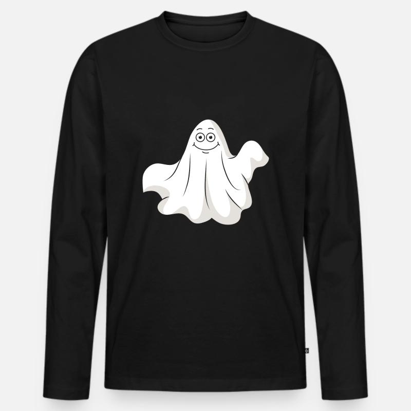 Halloween Geist Gespenst - Männer Premium Bio Langarmshirt - Schwarz