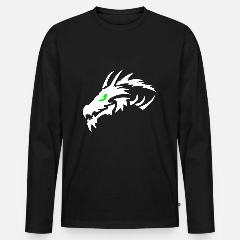 Drache - Männer Premium Bio Langarmshirt - Schwarz