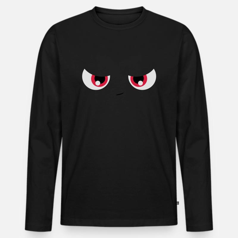 lustiges Gesicht - Männer Premium Bio Langarmshirt - Schwarz