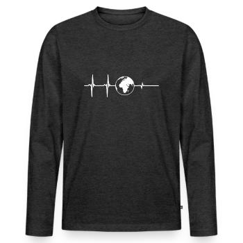 Earth cardiac arrest, climate protection, climate change - Men's Premium Organic Long Sleeve Shirt - heather anthracite - Front - Nico (187cm)