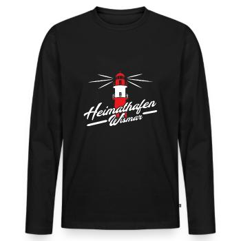 Heimathafen Wismar Norddeutschland Leuchtturm - Männer Premium Bio Langarmshirt - Schwarz - Vorne - Nico (187cm)