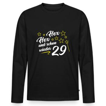 Hex Hex und schon wieder 29 lustig 30. Geburtstag - Männer Premium Bio Langarmshirt - Schwarz - Vorne - Nico (187cm)