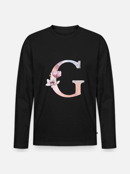 Lettre G - T-shirt manches longues Premium bio Homme - noir