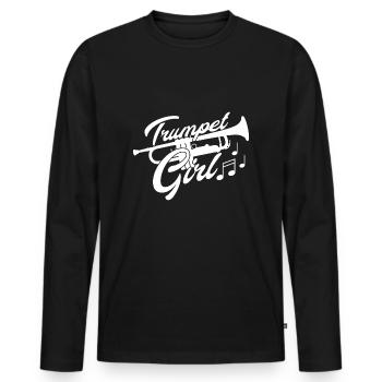 Mädchen Musikerin Trompete Musik Motiv - Männer Premium Bio Langarmshirt - Schwarz - Vorne - Nico (187cm)