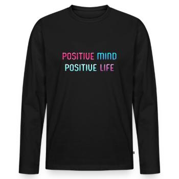 POSITIVE MIND, POSITIVE LIFE - Men's Premium Organic Long Sleeve Shirt - black - Front - Nico (187cm)