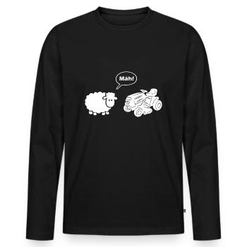 Lustiges Schafe Aufsitzrasenmäher Garten - Männer Premium Bio Langarmshirt - Schwarz - Vorne - Nico (187cm)