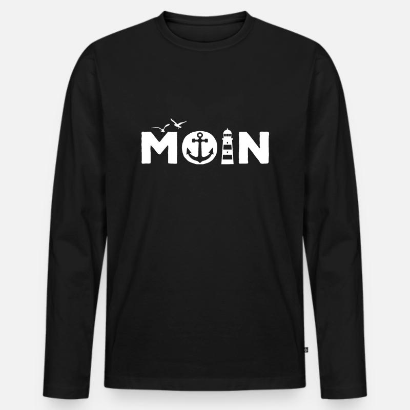 Moin Leuchtturm Anker Möwen - Männer Premium Bio Langarmshirt - Schwarz
