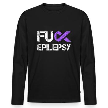 Fuck Epilepsy Epilepsy Ribbon Shirt - T-shirt manches longues Premium bio Homme - noir - Devant - Nico (187cm)