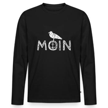Moin Möwe - Männer Premium Bio Langarmshirt - Schwarz - Vorne - Nico (187cm)