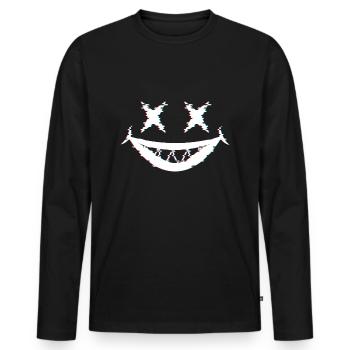 Joker Glitch - Männer Premium Bio Langarmshirt - Schwarz - Vorne - Nico (187cm)