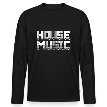 House Music Pixel Retro - Männer Premium Bio Langarmshirt - Schwarz - Vorne - Nico (187cm)